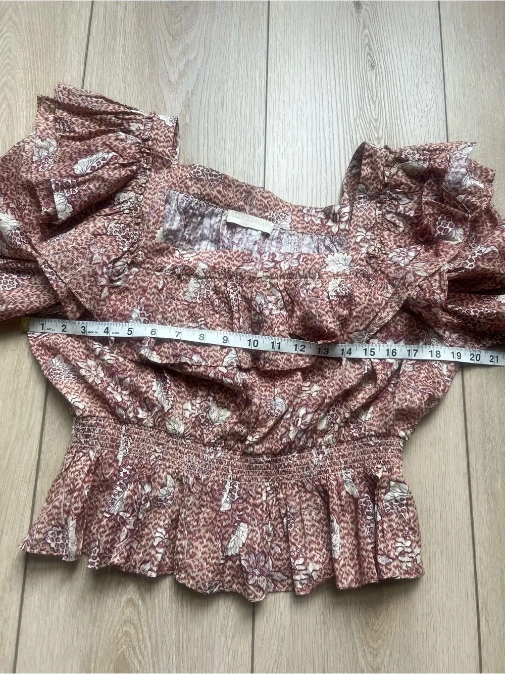 Ulla Johnson Warner Blouse Meadow Puff Sleeve Ruffle Stretch Waist Size 12